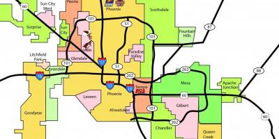 Phoenix-metro oblasť mapu