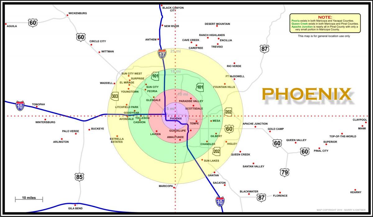 mapa Phoenix oblasti