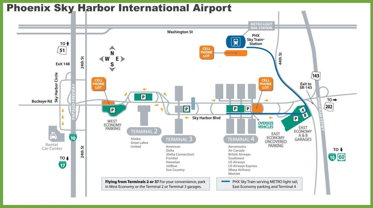 Phoenix airport brány mapu