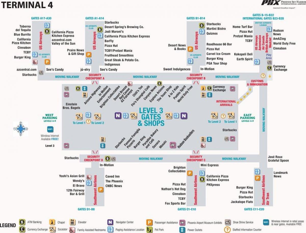 Phoenix airport mapu terminál 4