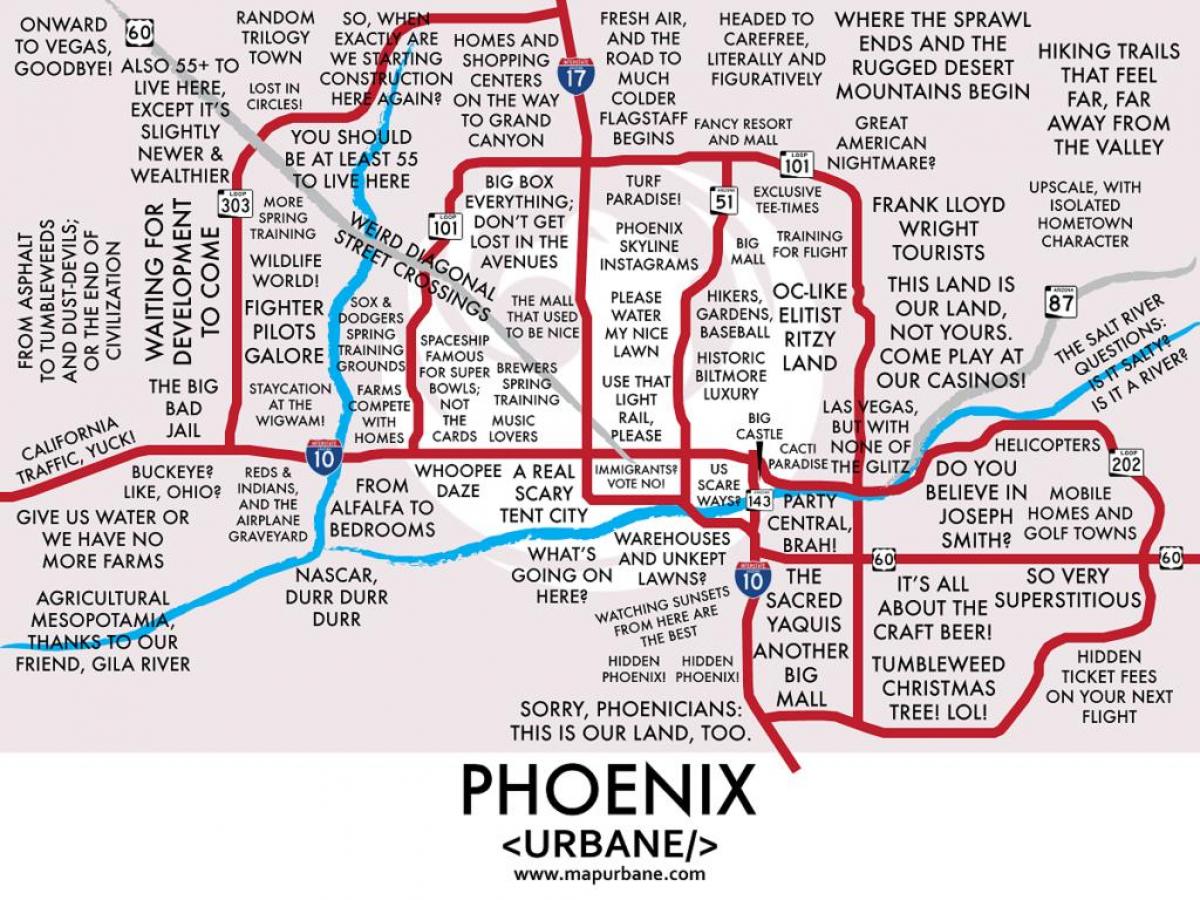 mapa Phoenix predmestia