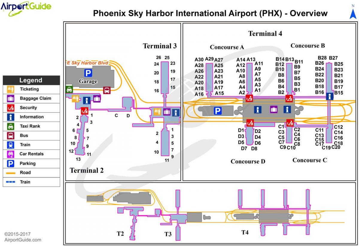 mapa Phoenix sky harbor airport