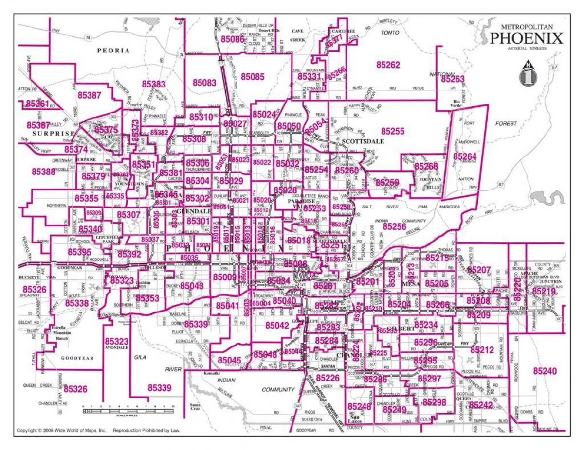 mesto Phoenix psč mapu