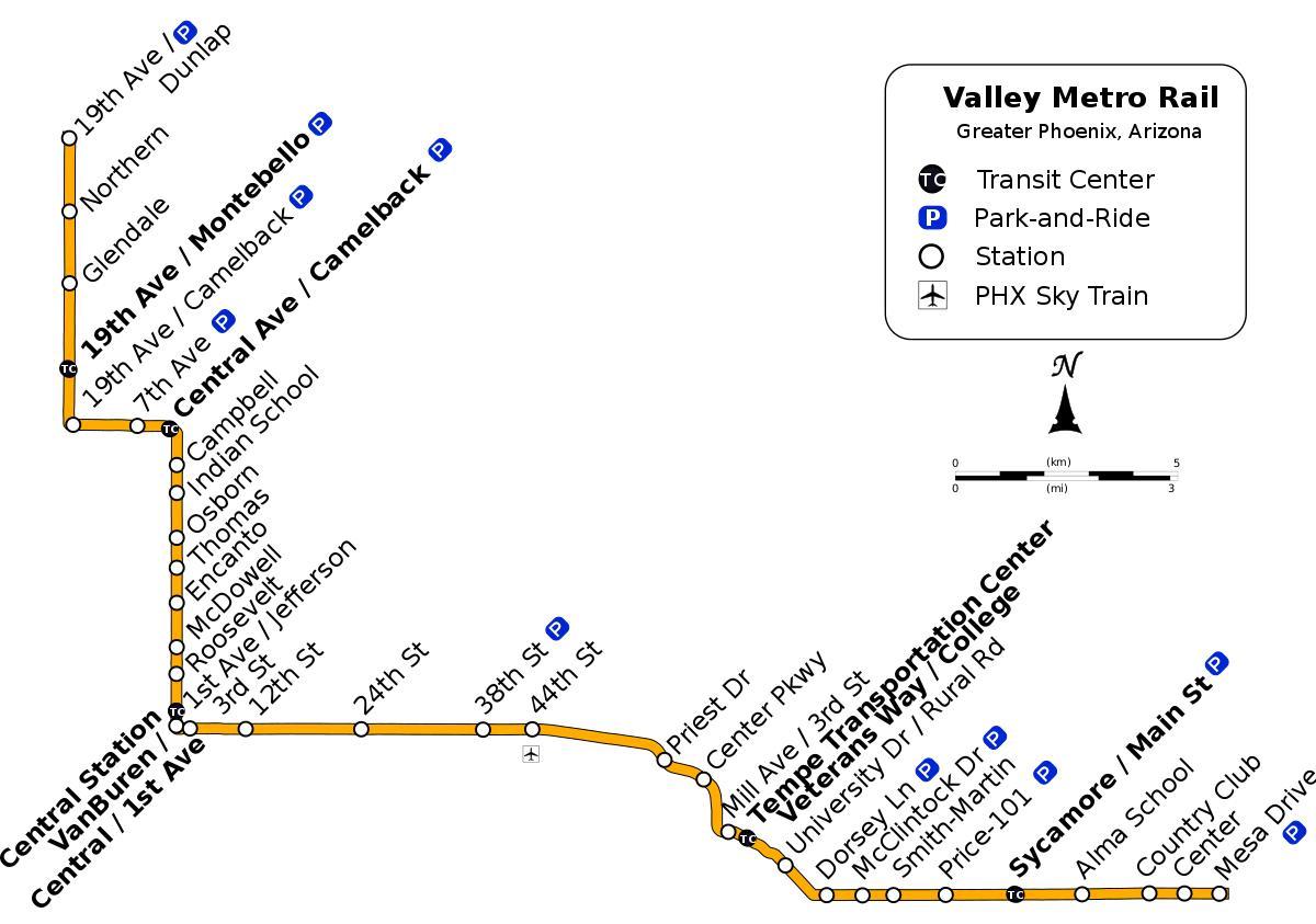 Údolie metro trasy mapu