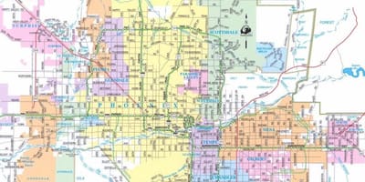 Mapa z Phoenix Arizona a okolie